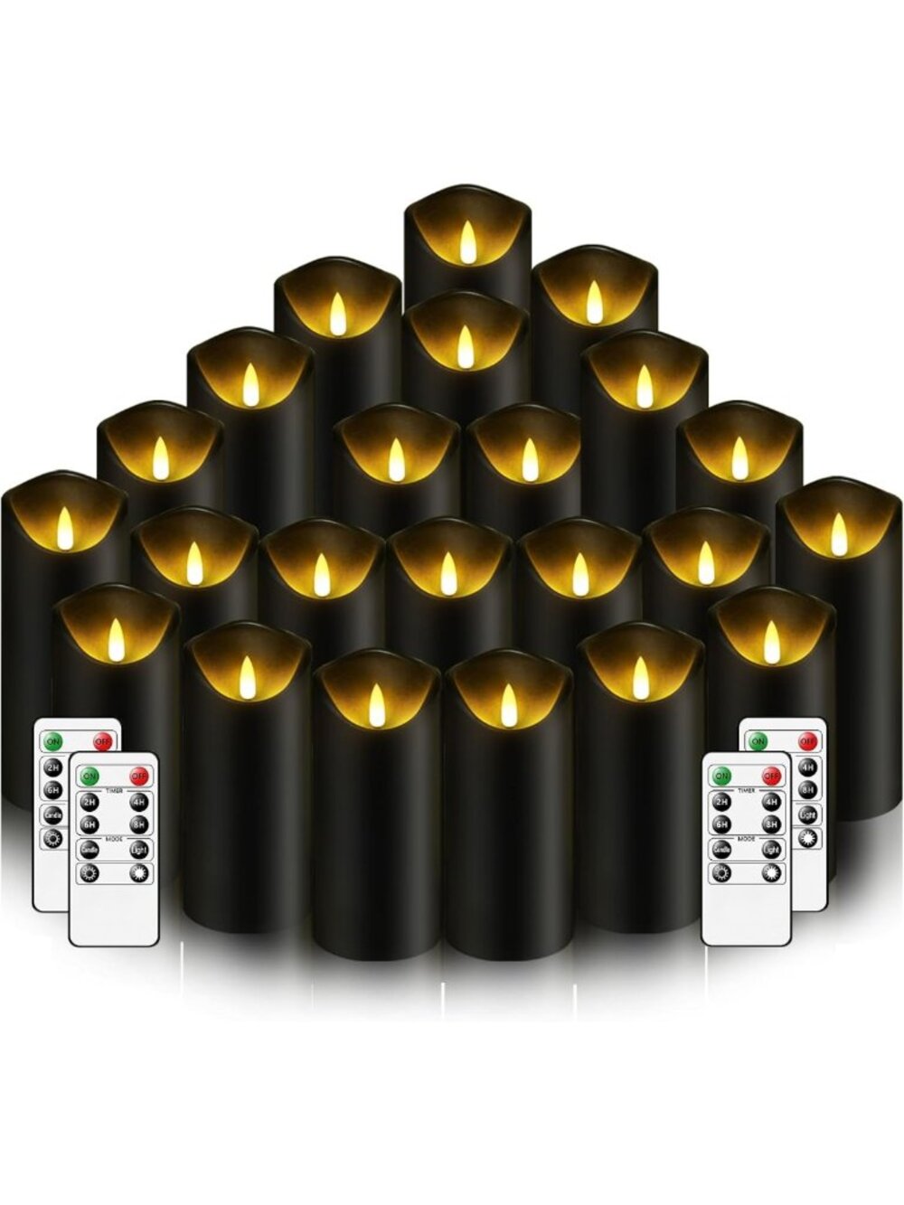 Battery Operated Flickering LED Candles Set of 24 with Remote & Timer